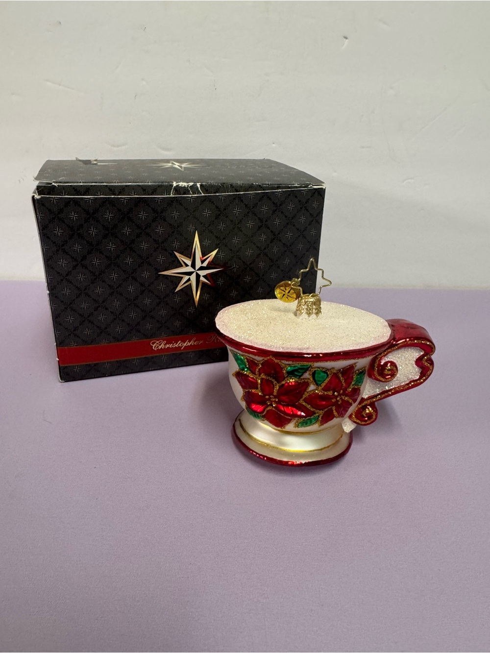 Christopher Radko Poinsettia Collection Tea Cup Ornament